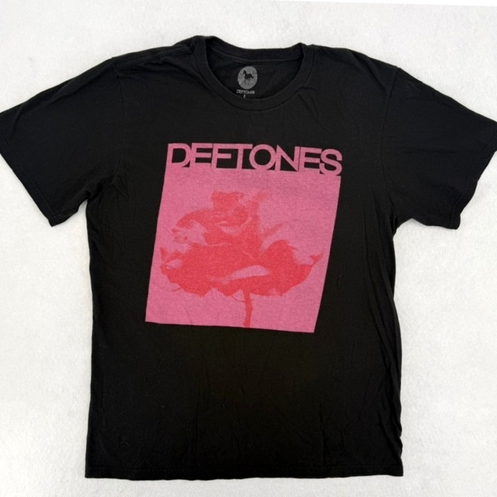Deftones White Pony Floral Graphic T-Shirt Mens Large Black Pink Rock Band Tee
